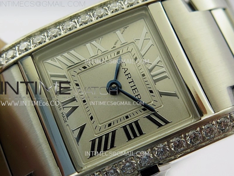 Tank Francaise Ladies 21.2mm Diamond Bezel SS 8848F 1:1 Best Edition Silver Dial on SS Bracelet Ronda Quartz V2